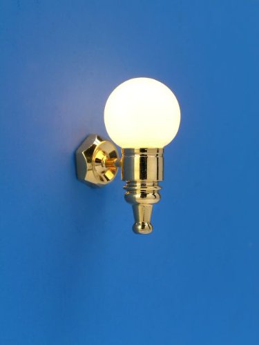 MiniMundus Wandlampe mit Kugel, Birne und Lampenschirm zum Auswechseln für das Puppenhaus von MiniMundus