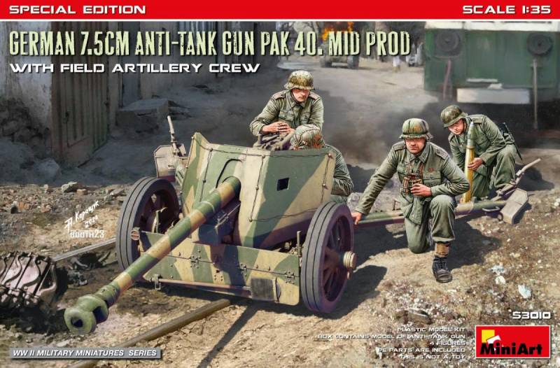 German 7.5cm Anti-Tank Gun PaK 40. Mid Prod w/ Artillery Crew - Special Edition von Miniart