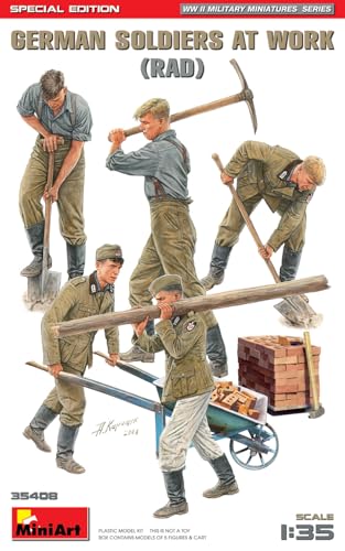 Mini Art 35408 1:35 Fig. Dt. Soldaten b.d.Arbeit(5) SE - originalgetreue Nachbildung, Modellbau, Plastik Bausatz, Basteln, Hobby, Kleben, Modellbausatz, Zusammenbauen, unlackiert von MiniArt