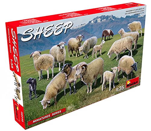 Mini Art 38042 1:35 Schafe (15) - originalgetreue Nachbildung, Modellbau, Plastik Bausatz, Basteln, Hobby, Kleben, Modellbausatz, Zusammenbauen, unlackiert von MiniArt