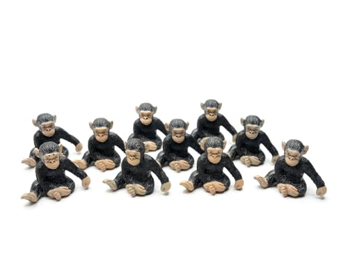 Miniblings 10x Schimpanse Figuren Aufstellfiguren Affen Zoo Dschungel Tiere - Spielfiguren Spielset von Miniblings