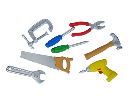 Miniblings 7X BAU Werkzeug Set Figur Werkstatt Handwerker Hammer Zange Säge von Miniblings