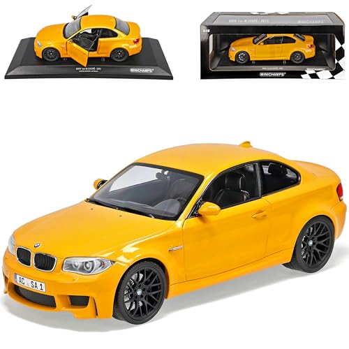 B*M*W 1er 1M M E82 Coupe Gelb 2007-2013 1/18 Minichamps Modell Auto mit individiuellem Wunschkennzeichen von Minichamps B-M-W