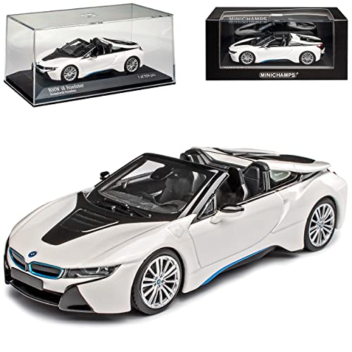 Minichamps B-M-W I8 Roadster Cabrio Kristall Weiss Metallic 2013-2020 limitiert 504 Stück Weltweit 1/43 Minichamps Modell Auto mit individiuellem Wunschkennzeichen von Minichamps B-M-W