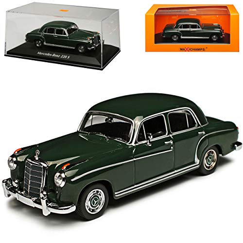 Mercedes-Benz 220 S Ponton Limousine Dunkel Grün 1954-1959 1/43 Minichamps Maxichamps Modell Auto mit individiuellem Wunschkennzeichen von Minichamps Mercedes-Benz