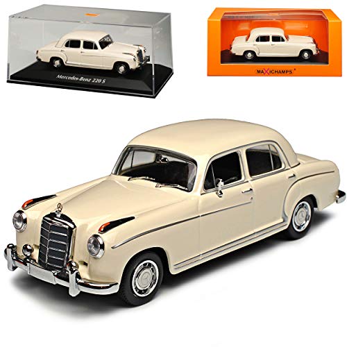 Mercedes-Benz 220 S Ponton Limousine Weiss Cream Beige 1954-1959 1/43 Minichamps Maxichamps Modell Auto mit individiuellem Wunschkennzeichen von Minichamps Mercedes-Benz
