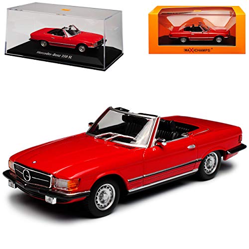 Mercedes-Benz SL-Klasse 350 SL Cabrio Rot R107 1971-1989 1/43 Minichamps Maxichamps Modell Auto mit individiuellem Wunschkennzeichen von Minichamps Mercedes-Benz