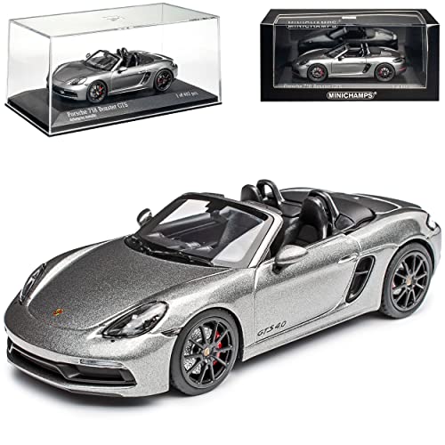 Porsche 718 Boxter 982 Spyder Cabrio Grau Metallic Ab 2016 1/43 Minichamps Modell Auto mit individiuellem Wunschkennzeichen von Minichamps Porsche