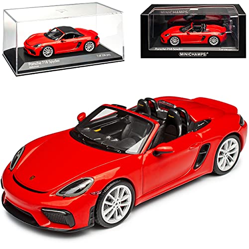 Porsche 718 Boxter 982 Spyder Cabrio Indisch Rot Ab 2016 1/43 Minichamps Modell Auto mit individiuellem Wunschkennzeichen von Minichamps Porsche