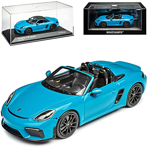 Porsche 718 Boxter 982 Spyder Cabrio Miami Blau Ab 2016 1/43 Minichamps Modell Auto mit individiuellem Wunschkennzeichen von Minichamps Porsche