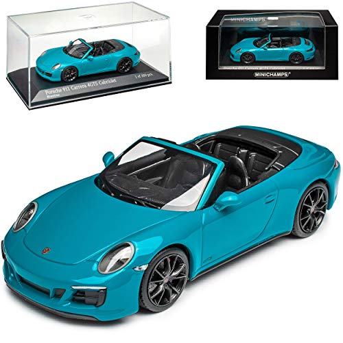 Porsche 911 991 II Carrera 4 GTS Cabrio Miami Blau Modell 2011-2019 Version Ab Facelift 2015 1/43 Minichamps Modell Auto mit individiuellem Wunschkennzeichen von Minichamps Porsche