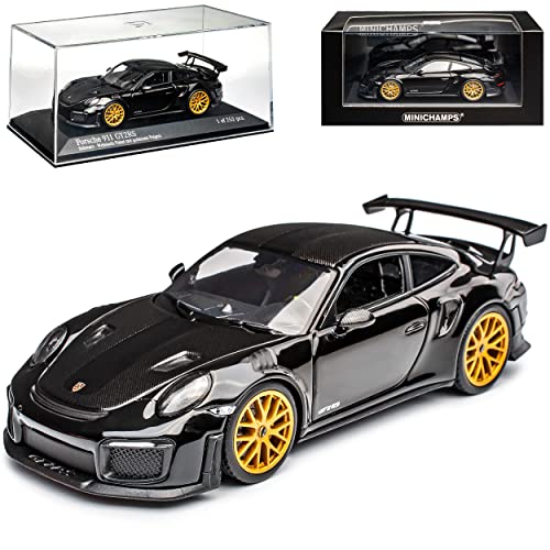 Minichamps Porsche 911 991 II GT2 RS Coupe Schwarz Weissach Package Goldene Felgen Modell 2011-2019 Version Ab 2015 limitiert 252 Stück 1/43 Auto mit individiuellem Wunschkennzeichen von Minichamps Porsche