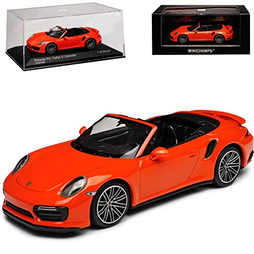 Porsche 911 991 II Turbo S Cabrio Orange Modell ab 2012 Ab Facelift 2015 1/43 Minichamps Modell Auto mit individiuellem Wunschkennzeichen von Minichamps Porsche