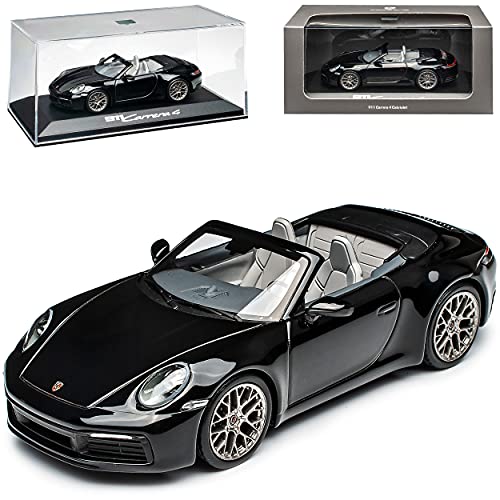 Porsche 911 992 Carrera 4 Cabrio Schwarz Neue Generation Ab 2019 1/43 Minichamps Modell Auto mit individiuellem Wunschkennzeichen von Minichamps Porsche