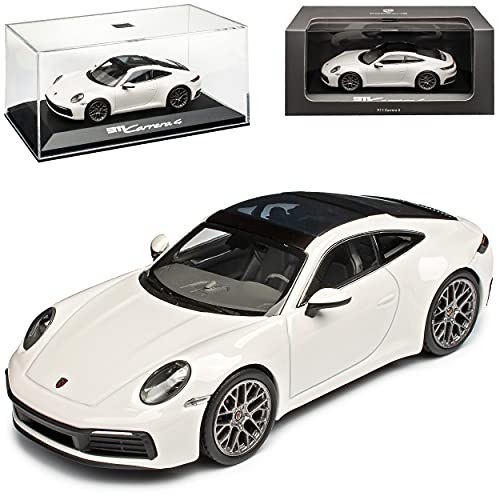 Porsche 911 992 Carrera 4 Coupe Weiss Modell Ab 2019 1/43 Minichamps Modell Auto mit individiuellem Wunschkennzeichen von Minichamps Porsche