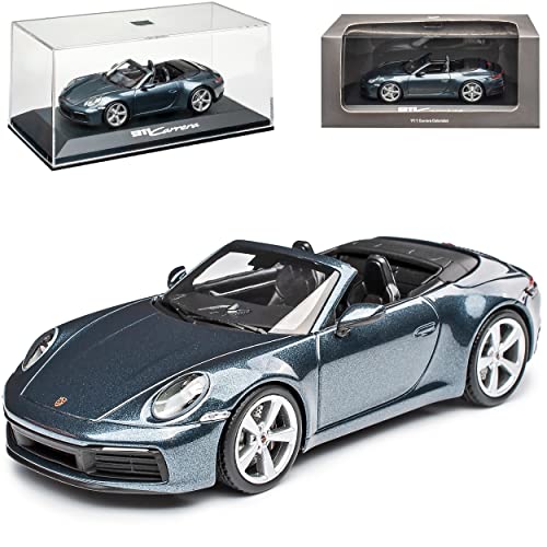 Porsche 911 992 Carrera Cabrio Grau Metallic Neue Generation Ab 2019 1/43 Minichamps Modell Auto mit individiuellem Wunschkennzeichen von Minichamps Porsche