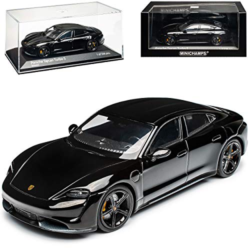 Porsche Taycan Turbo S Limousine Schwarz Ab 2019 1/43 Minichamps Modell Auto mit individiuellem Wunschkennzeichen von Minichamps Porsche