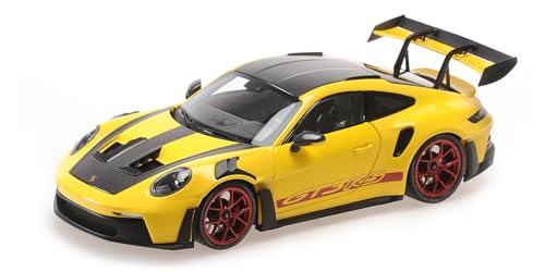 Minichamps 110062025 - Porsch. 911 (992) GT3RS Yellow with Weissach Package with Red Wheels 2024 - maßstab 1/18 - Modellauto von Minichamps