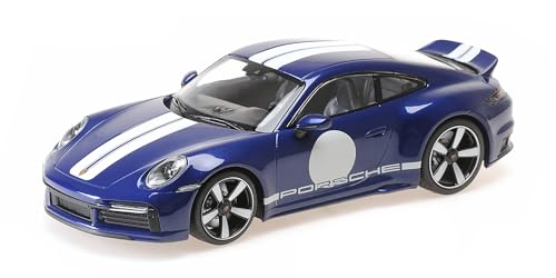 Minichamps 155062006 Porsch. 911 (992) Sport Classic Blue Metallic 2022 with Stripe and Porsch. Writing - maßstab 1/18 - Modellauto von Minichamps