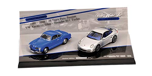 MINICHAMPS 402902010 - Double Set Porsche 911 Turbo (997), Silber, VW Karmann GHIA Coupe, blau, Maßstab: 1:43 von Kyosho