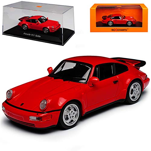 Minichamps Porsche 911 964 Turbo Coupe Rot 1988-1994 1/43 Maxichamps Modell Auto mit individiuellem Wunschkennzeichen von Minichamps