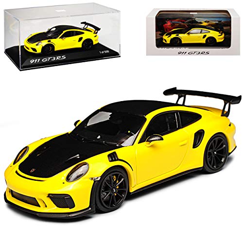 Minichamps Porsche 911 991 II GT3 RS Racing Gelb Weissach Packet Modell ab 2012 Ab Facelift 2015 1/43 Modell Auto mit individiuellem Wunschkennzeichen von Minichamps