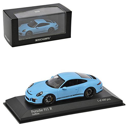 Minichamps Porsche 911 991 R Coupe Blau mit Schwarz 2016 limitiert auf 480 Stück 1/43 Modell Auto mit individiuellem Wunschkennzeichen von Minichamps