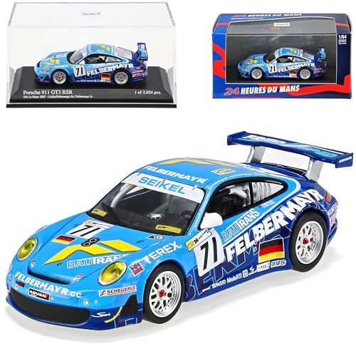 Minichamps Porsche 911 997 Gt3 GT 3 RSR Blau 2007 24 Stunden Le Mans 1/64 Modell Auto Modellauto von Minichamps