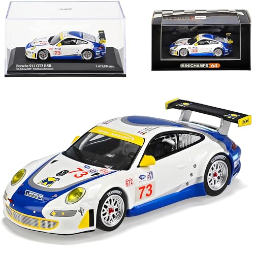 Minichamps Porsche 911 997 Gt3 GT 3 RSR Blau Weiss 2007 12 Stunden Sebring 1/64 Modell Auto Modellauto von Minichamps