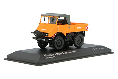 Minichamps Unimog 401 mit Seilwinde 1951 - 1:43 - LKW - Modellauto - Spielzeugfahrzeug - Militär - Orange - Jungen, Auto-Fans - Kinder (männlich) - Unisex von Minichamps