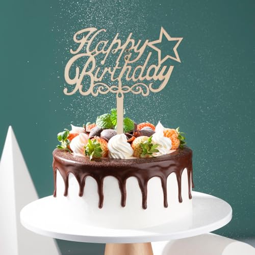 1 Stück Happy Birthday Kuchen Topper Cake Topper Geburtstag, Cake Topper Geburtstag Party Kuchen Dekoendeko Gold Dekoration für Baby Junge Mädchen Frauen Mann von Minicloss