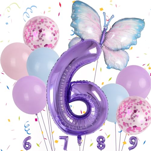 Minicloss Blau Lila Schmetterling Luftballon 6. Geburtstag Blau Lila Geburtstagsdeko Luftballon Schmetterling 6 für Kindertag Party Dekoration Jungen Mädchen Schmetterling Themen Party Minicloss Blau Lila Schmetterling Luftballon 6. Geburtstag Blau Lila Geburtstagsdeko Luftballon Schmetterling 6 für Kindertag Party Dekoration Jungen Mädchen Schmetterling Themen Party von Minicloss