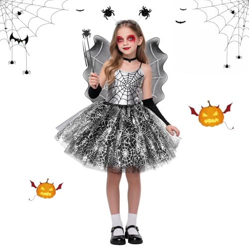 Minicoco Halloween-Spinnenkostüm-Set enthält Rock, Flügel, Stirnband, Zauberstab für Cosplay und festliche Veranstaltungen und Materialien, auffälliges Design, verspielter und niedlicher kleiner von Minicoco