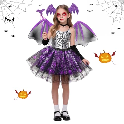 Minicoco Halloween-Spinnenkostüm-Set enthält Rock, Flügel, Stirnband, Zauberstab für Cosplay und festliche Veranstaltungen und Materialien, auffälliges Design, verspielter und niedlicher kleiner von Minicoco