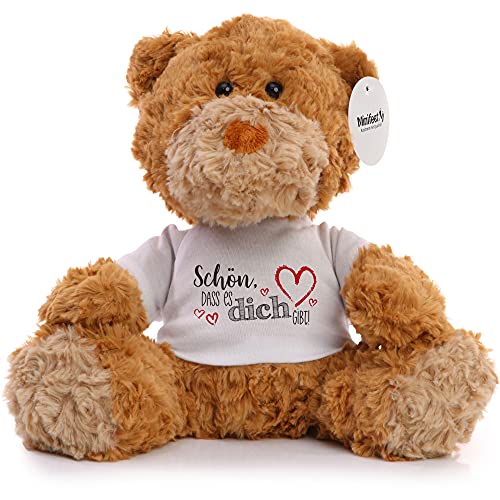 Minifeet Bär Björn Spruchbär mit T-Shirt - Schön, DASS es Dich gibt - die plüschige Aufmerksamkeit für Deine Liebsten von Minifeet