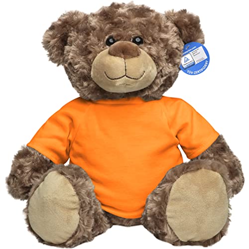 Minifeet Bär Bodo L mit T-Shirt (orange) - Teddy Kuscheltier Plüschtier Stofftier Spielzeug - Flauschiges Curly Plüsch - Geschenk für Baby Kinder Freunde Schulstart Einschulung | Höhe: 30 cm von Minifeet