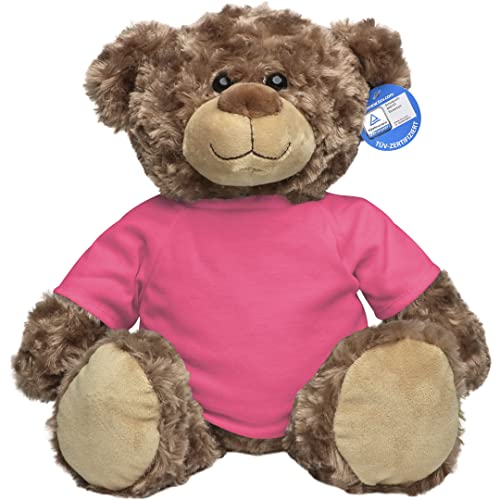 Minifeet Bär Bodo L mit T-Shirt (pink) - Teddy Kuscheltier Plüschtier Stofftier Spielzeug - Flauschiges Curly Plüsch - Geschenk für Baby Kinder Freunde Schulstart Einschulung | Höhe: 30 cm von Minifeet