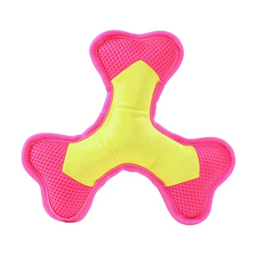 Minifeet Hundespielzeug Flying Triple gelb-pink Small - ideal für alle Hunde ob groß, klein, ausgewachsen oder Welpe - für alle Hundeliebhaber und verspielte Haustiere von Minifeet