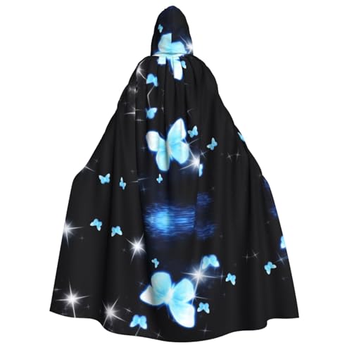 Blauer Schmetterlings-Umhang mit Kapuze, Weihnachts-Kostüm, Halloween, Cosplay-Kostüm für Erwachsene, Blauer Schmetterling 2, Einheitsgröße von Miniks