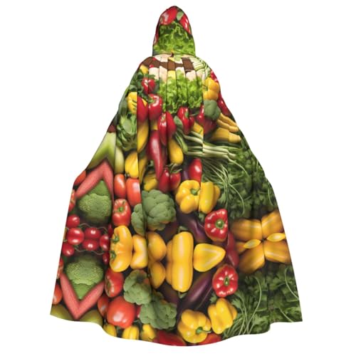 Miniks Bedruckter Kapuzenumhang mit Obst und Gemüse, Weihnachten, Halloween, Cosplay, Kostüm für Erwachsene, Obst und Gemüse, Einheitsgröße von Miniks