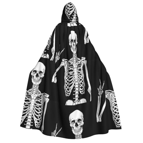 Miniks Kapuzenumhang mit Totenkopf-Aufdruck, für Weihnachten, Halloween, Cosplay, Kostüm für Erwachsene, Skull1, Einheitsgröße von Miniks