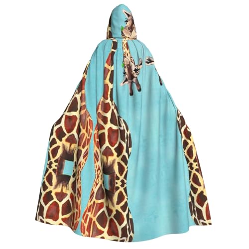 Miniks Lustiger Giraffen-Kunstdruck mit Kapuze, Umhang für Weihnachten, Halloween, Cosplay, Kostüm für Erwachsene, Lustige Giraffenkunst, Einheitsgröße von Miniks