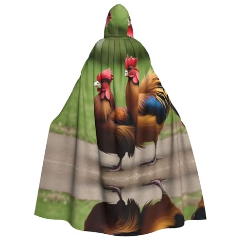 Miniks Niedlicher Hühner bedruckter Kapuzenumhang für Weihnachten, Halloween, Cosplay, Kostüm für Erwachsene, Niedliche Hühner, Einheitsgröße von Miniks