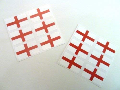 Minilabel England St. George's Cross Aufkleber, 33 x 20 mm, Rechteck, Selbstklebend, Weiß, Vinyl, Indoor, 12 Stück von Minilabel