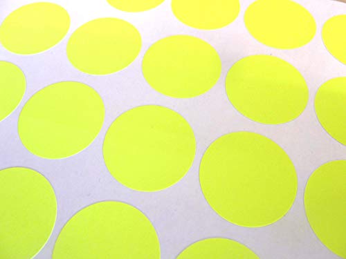 Minilabel Hell Fluoreszierende Neon Gelb Papier Sticker, 25mm 1 inch Kreise, 70 Etiketten, Selbstklebende Rund Rund Klebeetiketten von Minilabel