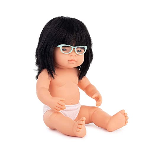 Babypuppe asiatisches Mädchen 38cm, mit Brille, ohne Unterwäsche von Miniland