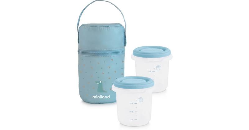 Isoliertasche inkl. 2 Aufbewahrungsbehälter hermisized, 250 ml, azurblau, 3-tlg. von Miniland