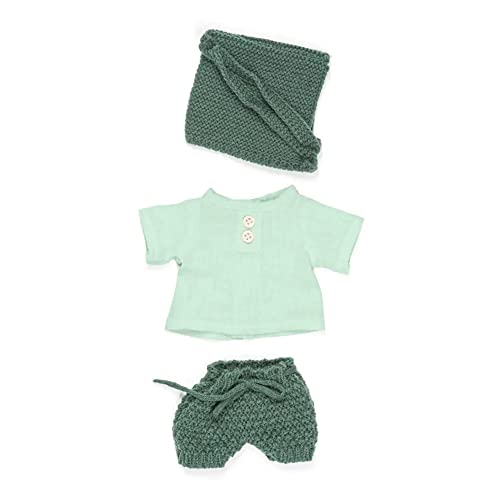 Miniland Kleiderset Dolls 32cm groß, Modell Forest, Junge, 31649, Grün/Weiß von Miniland
