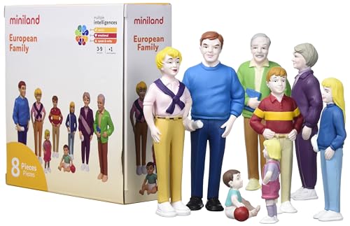 Miniland 27395 - Europäische Familie 8 Figuren 12,5 cm / 4,5 cm von Miniland