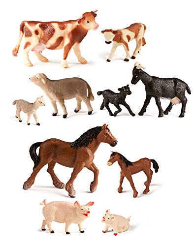 Miniland 27430 - Farmtiere Jungen, Dose mit Griff, 10 Figuren von Miniland